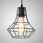 Antique-Style Open Cage Pendant Lamp in Black for Hallway