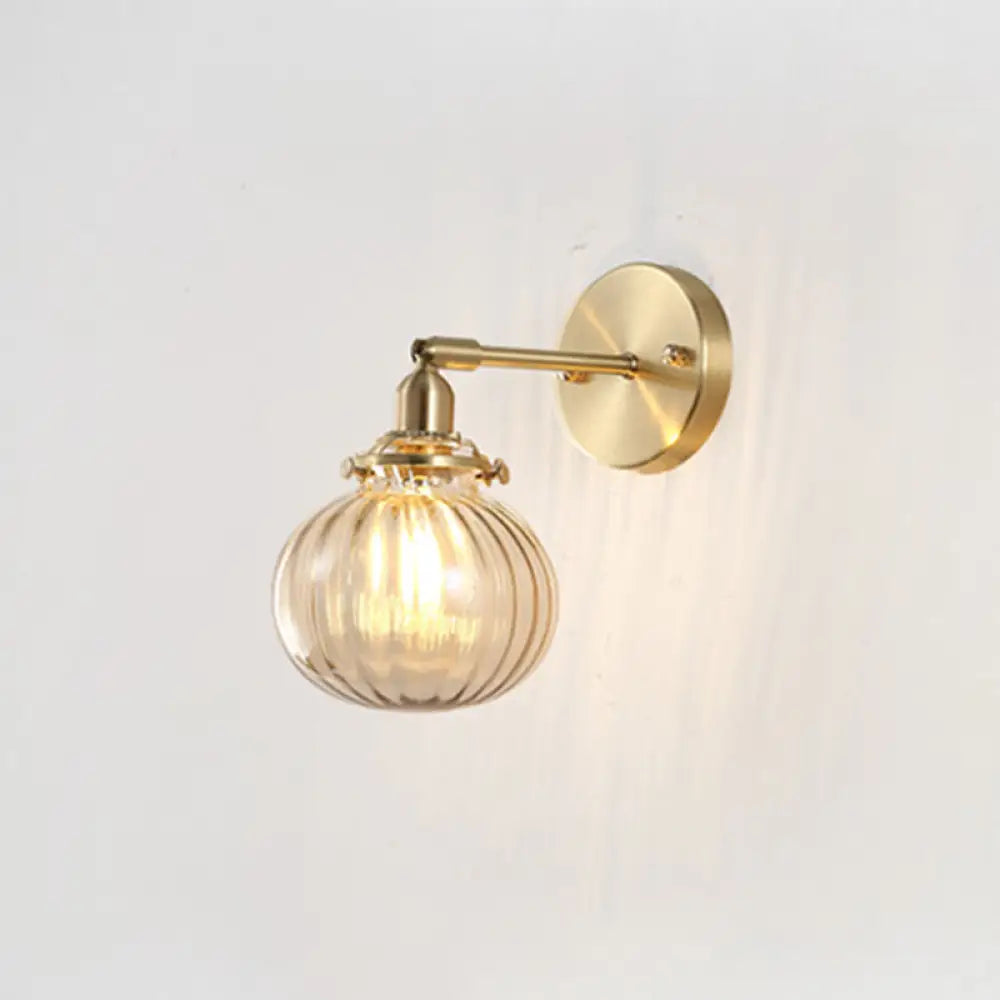 Lámpara de pared de cristal con pantalla de calabaza estilo antiguo - Lámpara de noche - 1 luz
