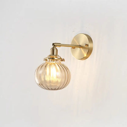 Lámpara de pared de cristal con pantalla de calabaza estilo antiguo - Lámpara de noche - 1 luz
