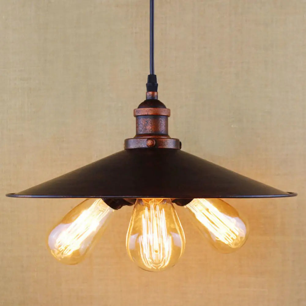 Lámpara colgante de estilo antiguo con pantalla plana de 3 luces para restaurantes