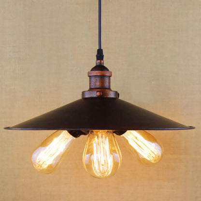 Lámpara colgante de estilo antiguo con pantalla plana de 3 luces para restaurantes