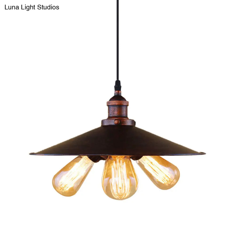 Lámpara colgante de estilo antiguo con pantalla plana de 3 luces para restaurantes