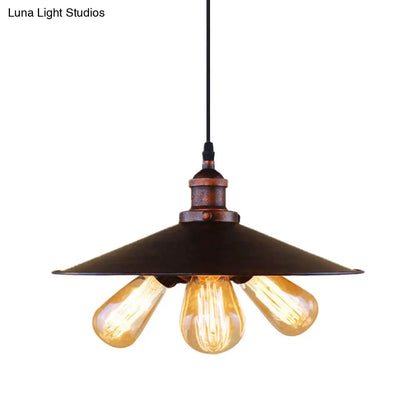 Lámpara colgante de estilo antiguo con pantalla plana de 3 luces para restaurantes