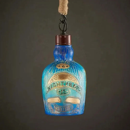 Antique Style Wine Bottle Pendant Light: Adjustable Red/Yellow Hanging Lamp for Restaurants