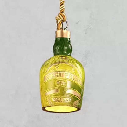 Antique Style Wine Bottle Pendant Light: Adjustable Red/Yellow Hanging Lamp for Restaurants