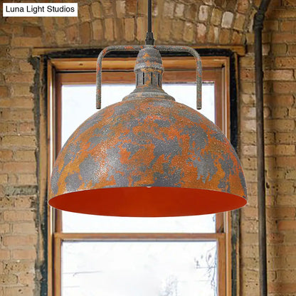 Antique style Wrought Iron Rust Finish Pendant Light for Dining Table with Vented Socket