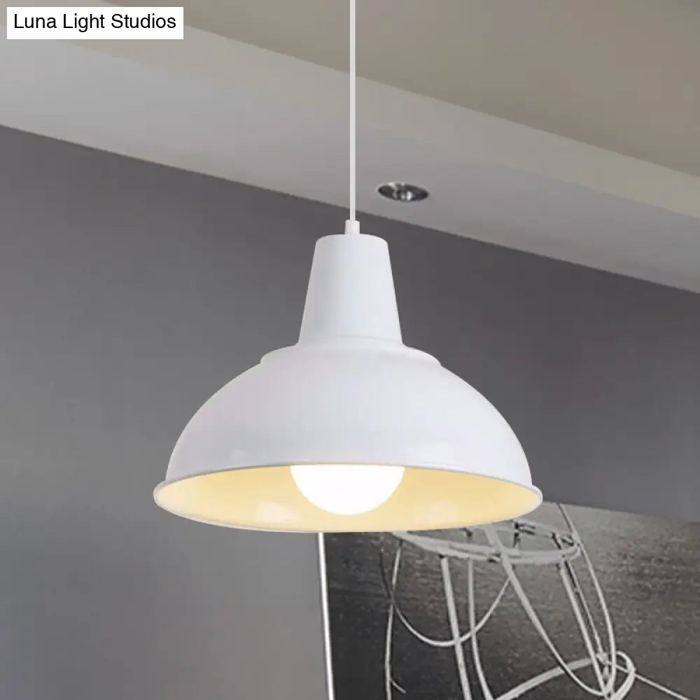 Antique Stylish Domed Suspension Light with Metallic Ceiling Pendant - Black/White