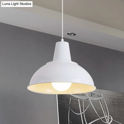 Antique Stylish Domed Suspension Light with Metallic Ceiling Pendant - Black/White