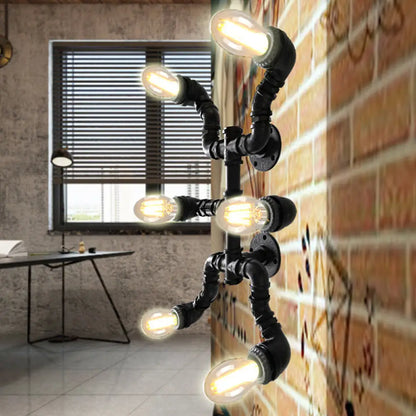 Lámpara de techo interior DecorBites™ de estilo antiguo y elegante – Hierro forjado, negro/cobre envejecido, montaje semiempotrado – 6 bombillas