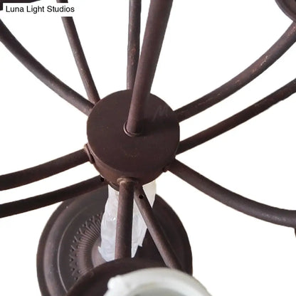 مصباح طاولة بتصميم مداري عتيق وأنيق مع تأثير شمعة متعددة الأضواء من الحديد المطاوع الريفي