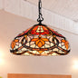 Antique Tiffany Stained Glass Pendant Light: Elegant Black Finish for Dining Room Décor