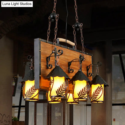 DecorBites™ Antique White Dining Room Chandelier with 6 Lights and Metal Arm