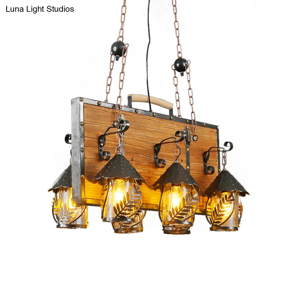 DecorBites™ Antique White Dining Room Chandelier with 6 Lights and Metal Arm