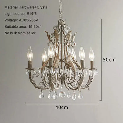 Antique white iron crystal chandelier with ornate silver-toned metalwork and crystal droplets for dining room decorbites iron crystal lighting