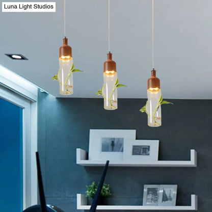 Lámpara de techo colgante con forma de racimo de botellas de vino antiguas - LED metálico con múltiples bombillas, acabado marrón