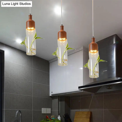 Lámpara de techo colgante con forma de racimo de botellas de vino antiguas - LED metálico con múltiples bombillas, acabado marrón