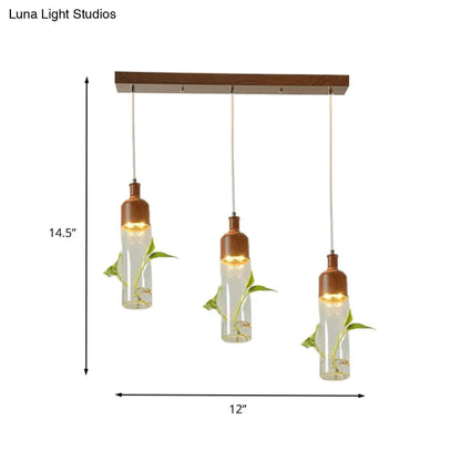 Lámpara de techo colgante con forma de racimo de botellas de vino antiguas - LED metálico con múltiples bombillas, acabado marrón
