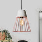 Antiqued Black/Rose Gold Conic Cage Ceiling Pendant Light with Cement Top and 1 Light