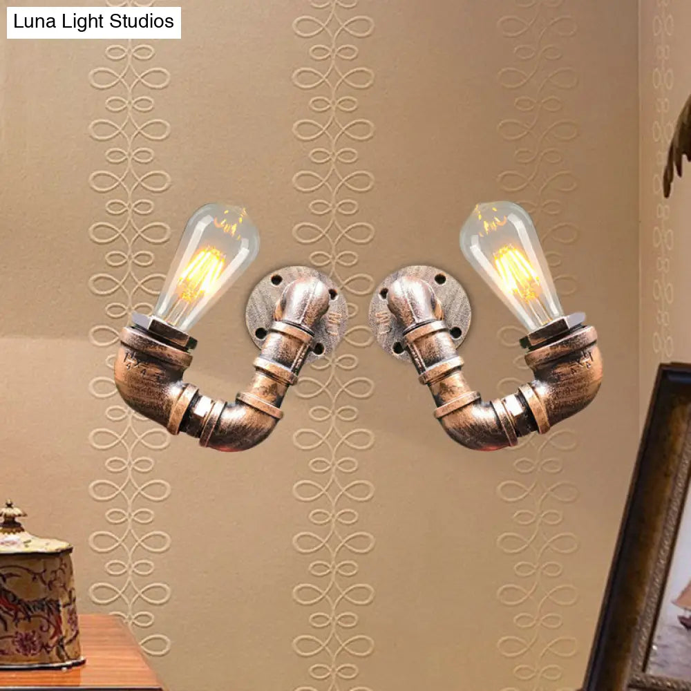 Aplique de pared doble de 2 luces en negro envejecido/óxido/dorado - Lámpara metálica para restaurantes