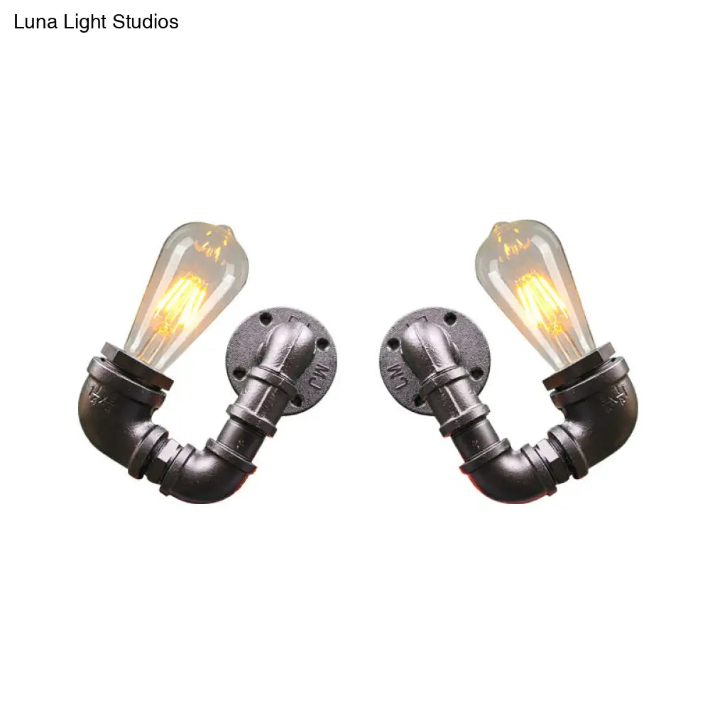 Aplique de pared doble de 2 luces en negro envejecido/óxido/dorado - Lámpara metálica para restaurantes