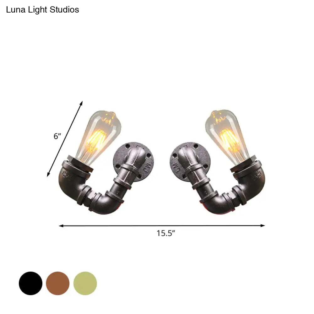 Aplique de pared doble de 2 luces en negro envejecido/óxido/dorado - Lámpara metálica para restaurantes