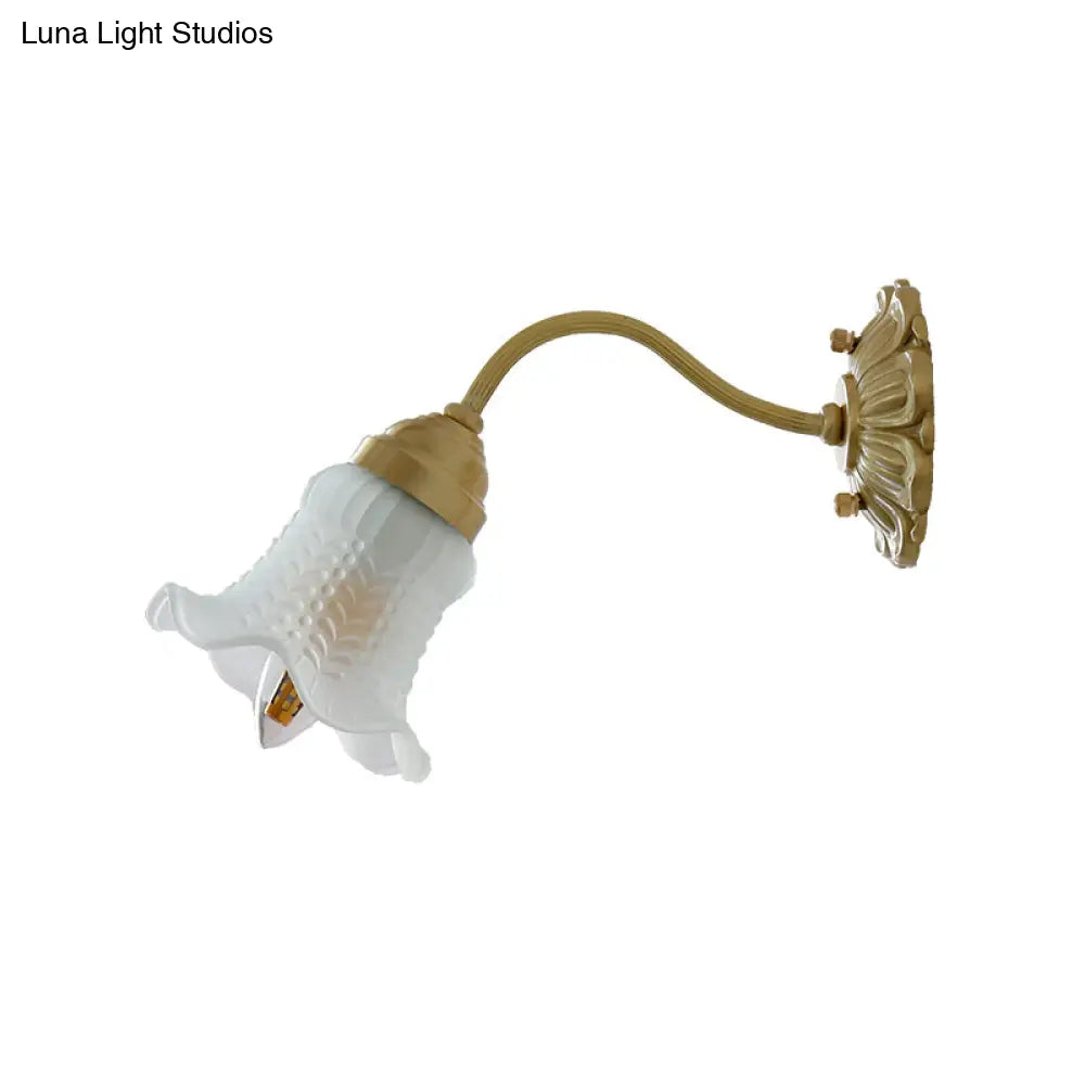 Aplique de pared floral de latón envejecido con cristal prismático - Lámpara de pared de una luz