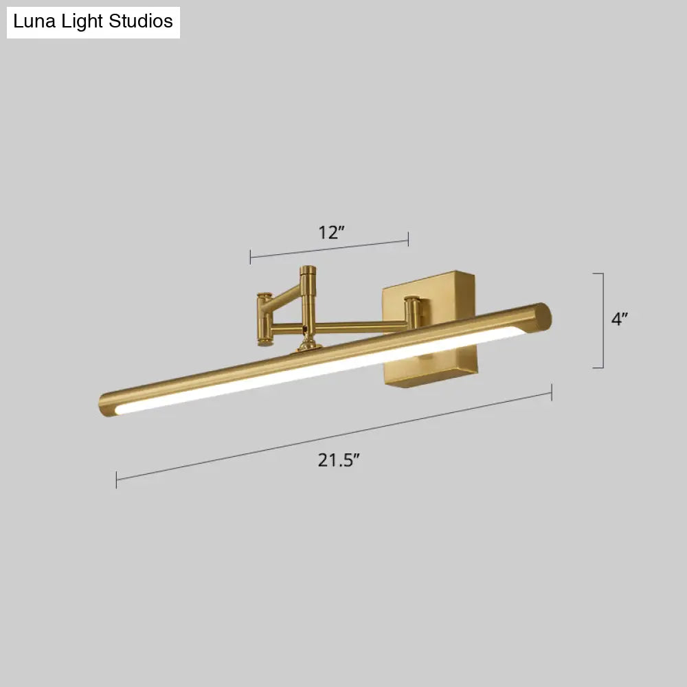 Aplique de pared tubular de latón envejecido con luz LED - Perfecto para tocador o baño de visitas