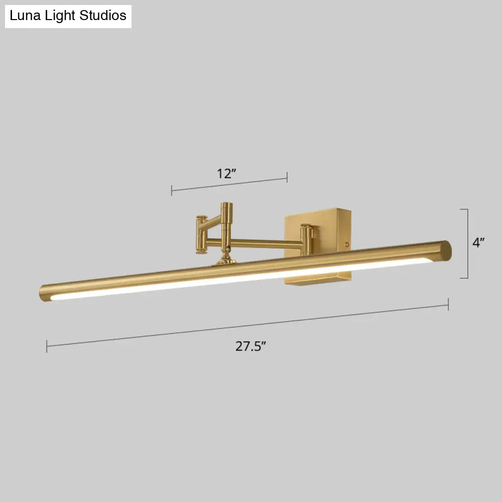 Aplique de pared tubular de latón envejecido con luz LED - Perfecto para tocador o baño de visitas