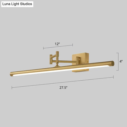 Aplique de pared tubular de latón envejecido con luz LED - Perfecto para tocador o baño de visitas