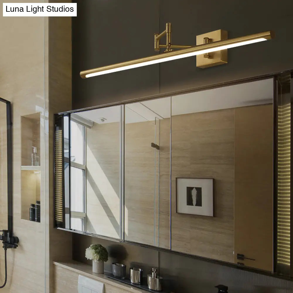 Aplique de pared tubular de latón envejecido con luz LED - Perfecto para tocador o baño de visitas
