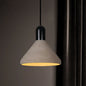 Antiqued Conical Cement Ceiling Light Restaurant Pendant Lamp in Grey with Wood Accents