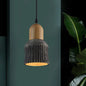 Antiqued Cup-Shape Ceiling Light: Cement Hanging Pendant Lamp (1 Head) - Silver/Black/Bronze with Wood Accents