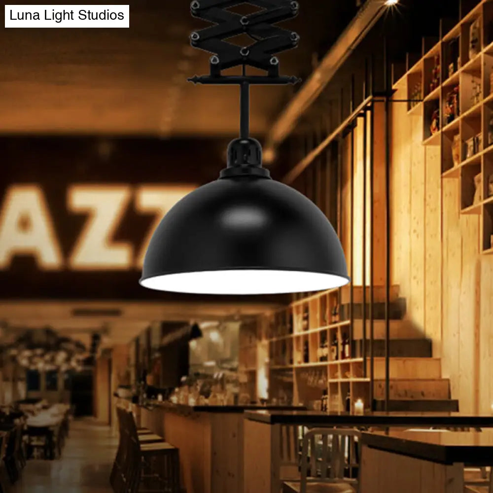 Antiqued Dome Pendant Ceiling Lamp - Telescopic, Metallic Design - Perfect for Restaurants - 1 Bulb