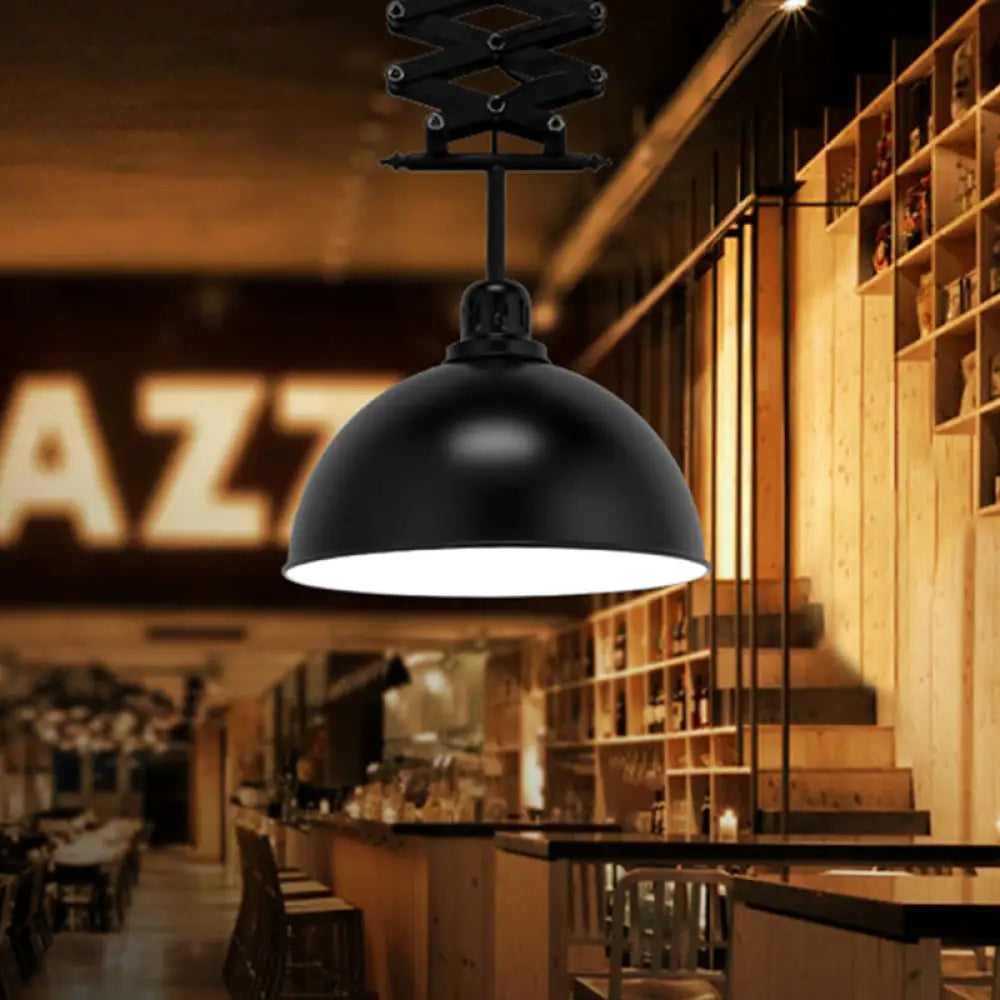 Antiqued Dome Pendant Ceiling Lamp - Telescopic, Metallic Design - Perfect for Restaurants - 1 Bulb