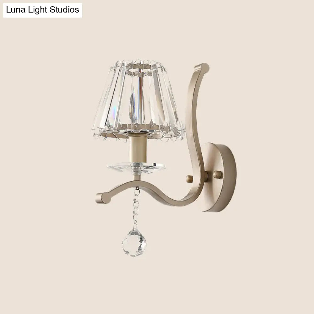 ديكوربايتس™ - شمعدان حائطي بتصميم منشور كريستالي ذهبي عتيق - وحدة إضاءة بسيطة برأس واحد