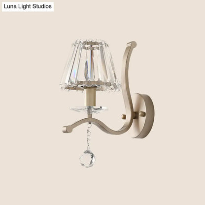 ديكوربايتس™ - شمعدان حائطي بتصميم منشور كريستالي ذهبي عتيق - وحدة إضاءة بسيطة برأس واحد