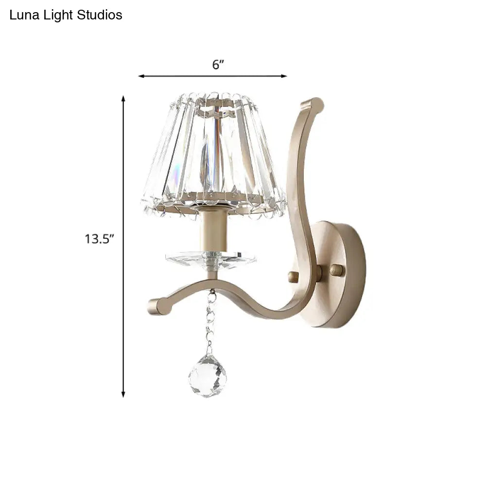 ديكوربايتس™ - شمعدان حائطي بتصميم منشور كريستالي ذهبي عتيق - وحدة إضاءة بسيطة برأس واحد