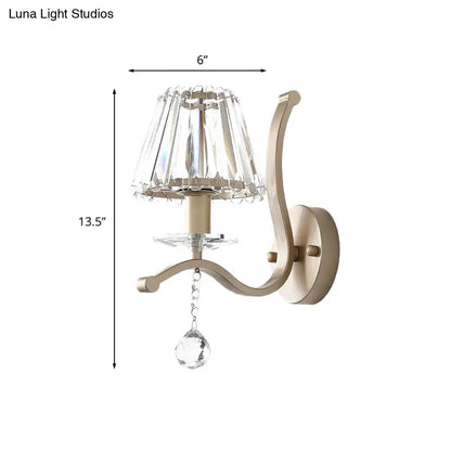 ديكوربايتس™ - شمعدان حائطي بتصميم منشور كريستالي ذهبي عتيق - وحدة إضاءة بسيطة برأس واحد