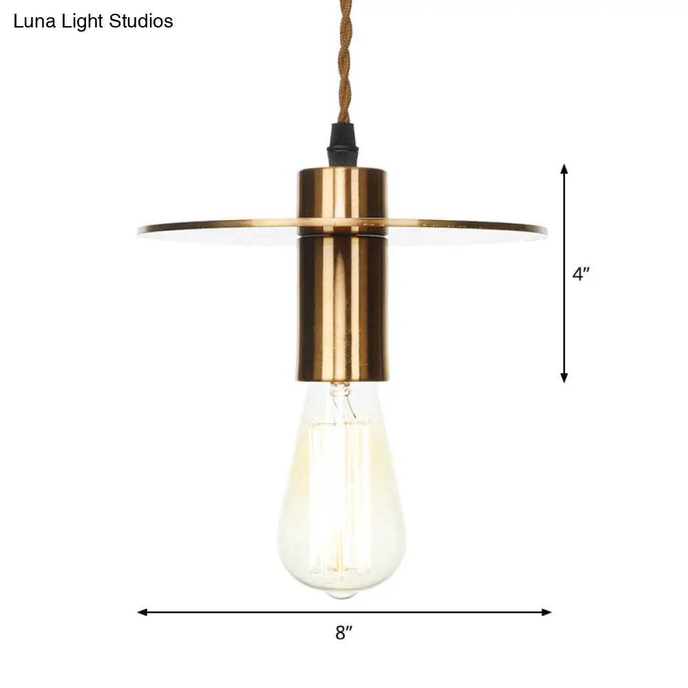 Lámpara colgante de techo de bronce envejecido - Diseño de disco/cúpula/cono, una bombilla, ideal para el comedor