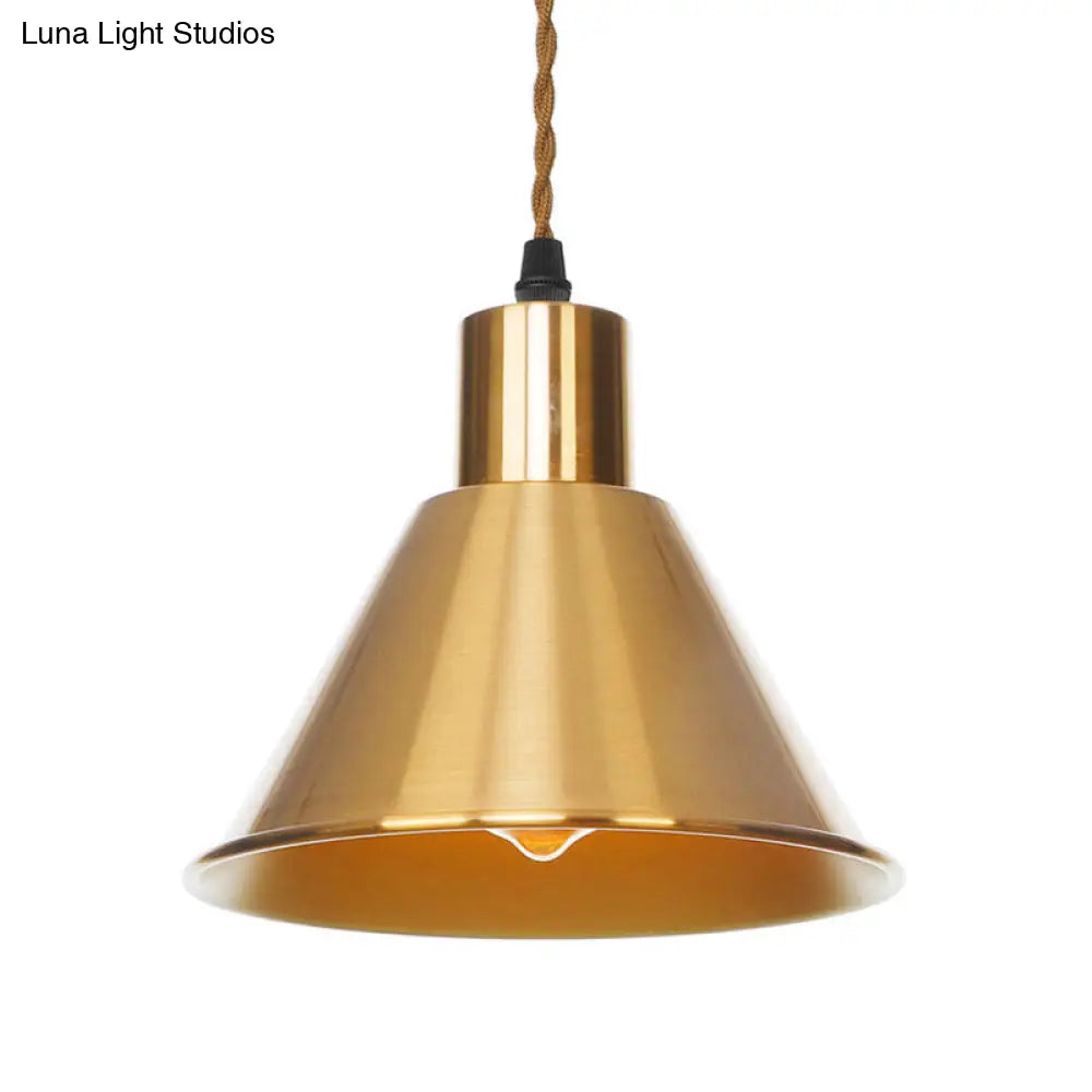 Lámpara colgante de techo de bronce envejecido - Diseño de disco/cúpula/cono, una bombilla, ideal para el comedor