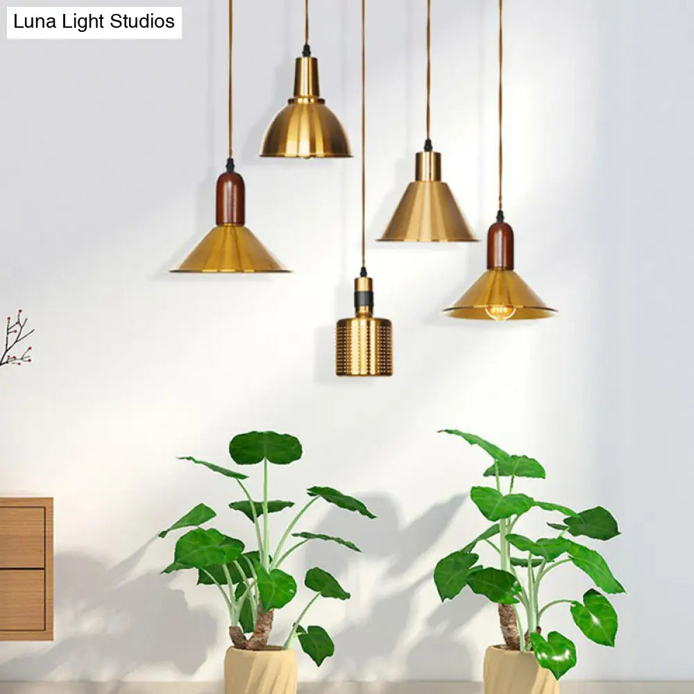 Lámpara colgante de techo de bronce envejecido - Diseño de disco/cúpula/cono, una bombilla, ideal para el comedor