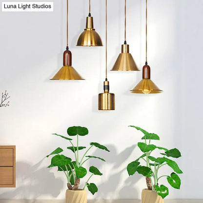 Lámpara colgante de techo de bronce envejecido - Diseño de disco/cúpula/cono, una bombilla, ideal para el comedor