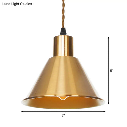 Lámpara colgante de techo de bronce envejecido - Diseño de disco/cúpula/cono, una bombilla, ideal para el comedor