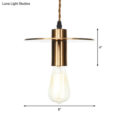 Lámpara colgante de techo de bronce envejecido - Diseño de disco/cúpula/cono, una bombilla, ideal para el comedor