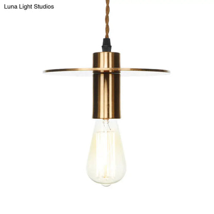 Lámpara colgante de techo de bronce envejecido - Diseño de disco/cúpula/cono, una bombilla, ideal para el comedor