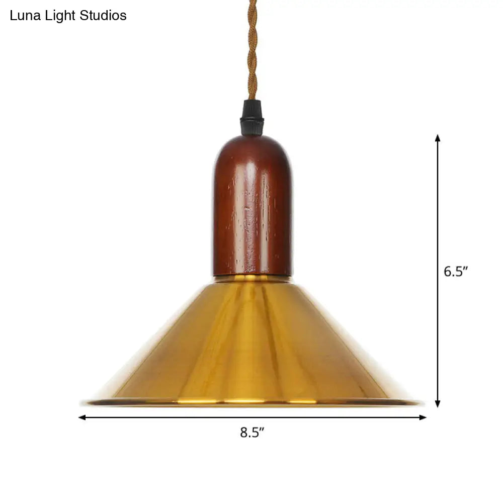 Lámpara colgante de techo de bronce envejecido - Diseño de disco/cúpula/cono, una bombilla, ideal para el comedor