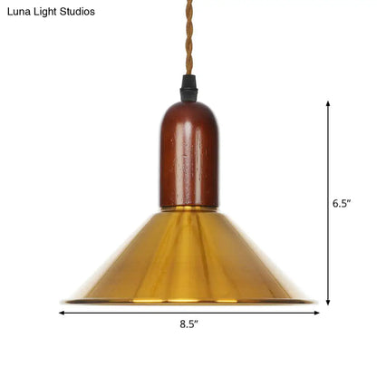 Antiqued Iron Bronze Ceiling Pendant Light - Disc/Dome/Cone Design, Single-Bulb, Ideal for Dining Room