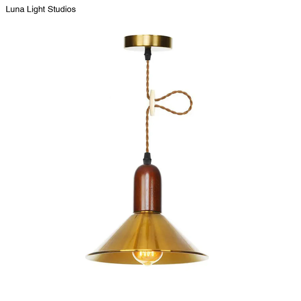 Lámpara colgante de techo de bronce envejecido - Diseño de disco/cúpula/cono, una bombilla, ideal para el comedor