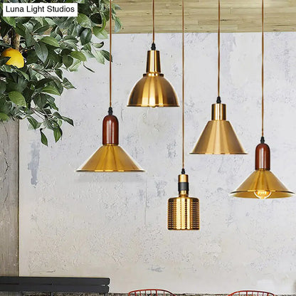 Antiqued Iron Bronze Ceiling Pendant Light - Disc/Dome/Cone Design, Single-Bulb, Ideal for Dining Room