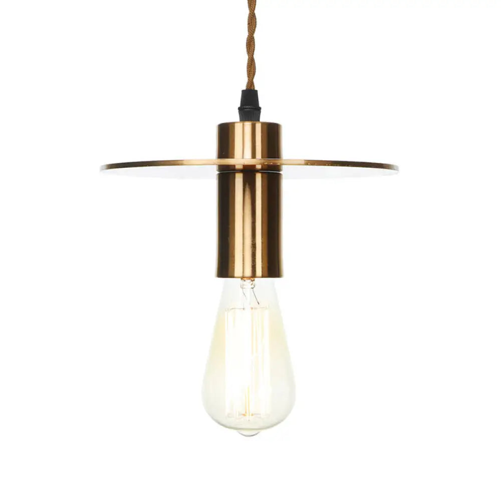 Lámpara colgante de techo de bronce envejecido - Diseño de disco/cúpula/cono, una bombilla, ideal para el comedor